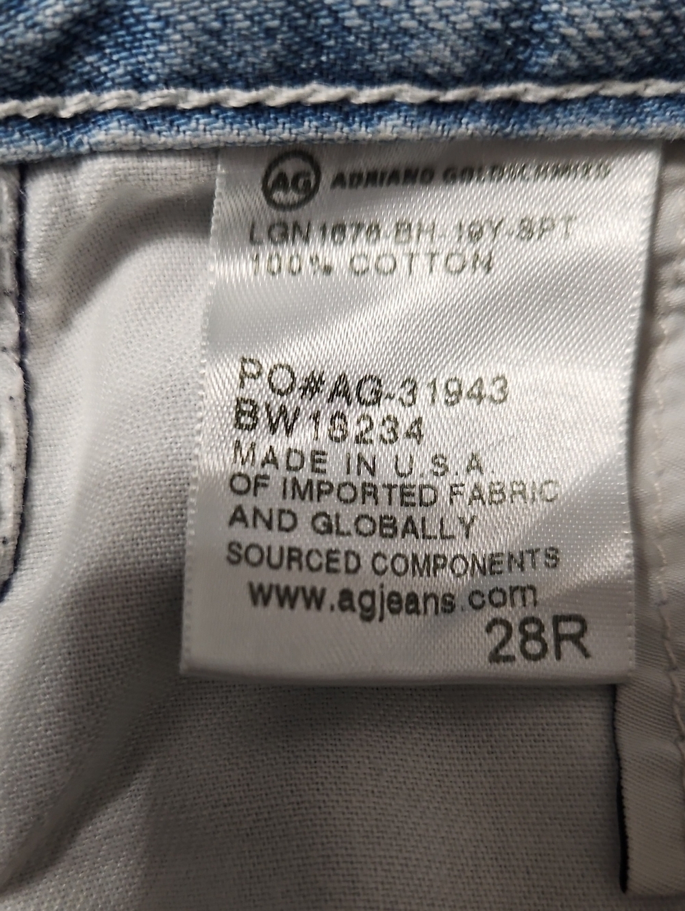 AG Adriano Goldschmied Light Blue Straight-Leg Frayed Hem Jeans - Picture 7 of 8